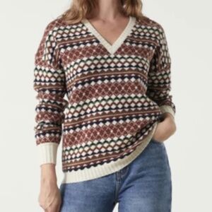 Leon & Harper Jacquard Wool Blend Sweater Size: Small